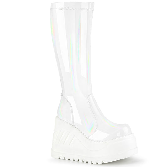 DemoniaCult Bottes de femmes STOMP-200 wht hologramme stret brevet