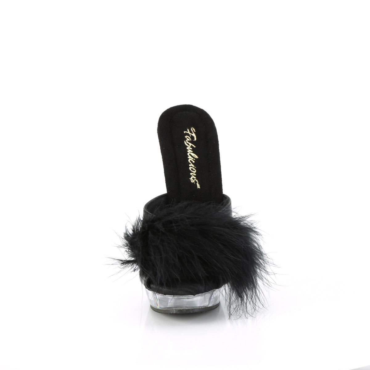Fabulicious Des sandales SULTRY-601f Blk Pu-Marabou Fur / CLR