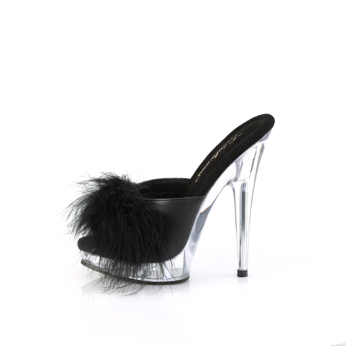 Fabulicious Des sandales SULTRY-601f Blk Pu-Marabou Fur / CLR