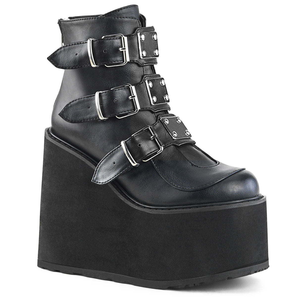 DemoniaCult Women's Ankle Boots SWING-105 Blk Vegan Leather