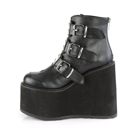 DemoniaCult Bottes de cheville des femmes SWING-105 Cuir végétalien BLK
