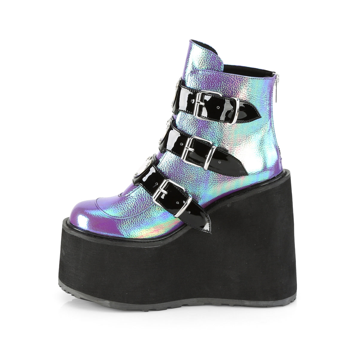 DemoniaCult Womens Ankle Boots SWING-105 Purple Iridescent Vegan Leather