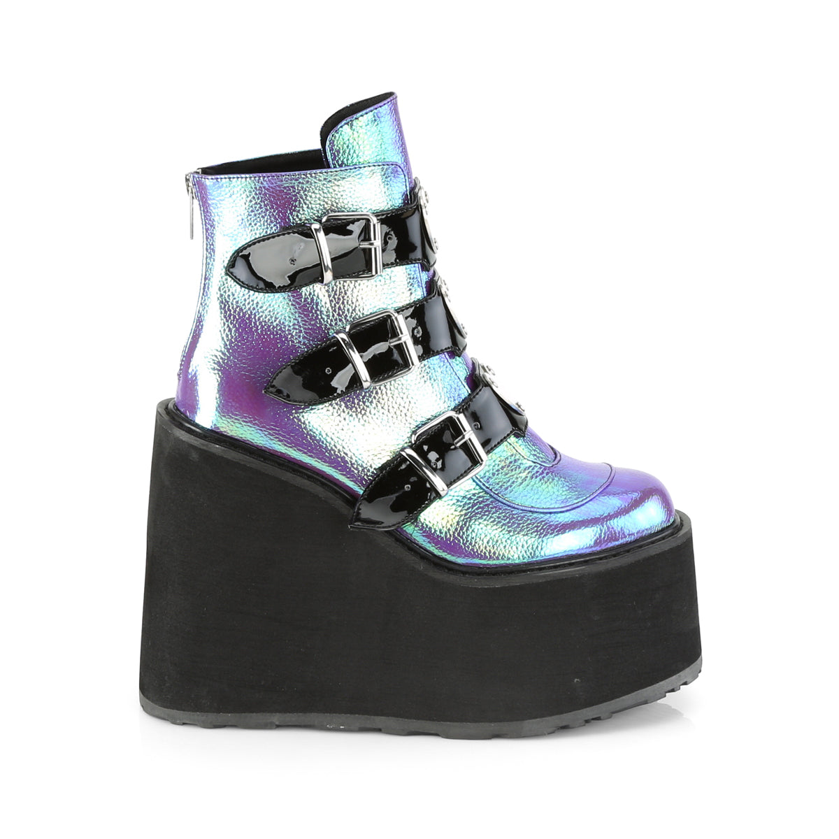 DemoniaCult Womens Ankle Boots SWING-105 Purple Iridescent Vegan Leather