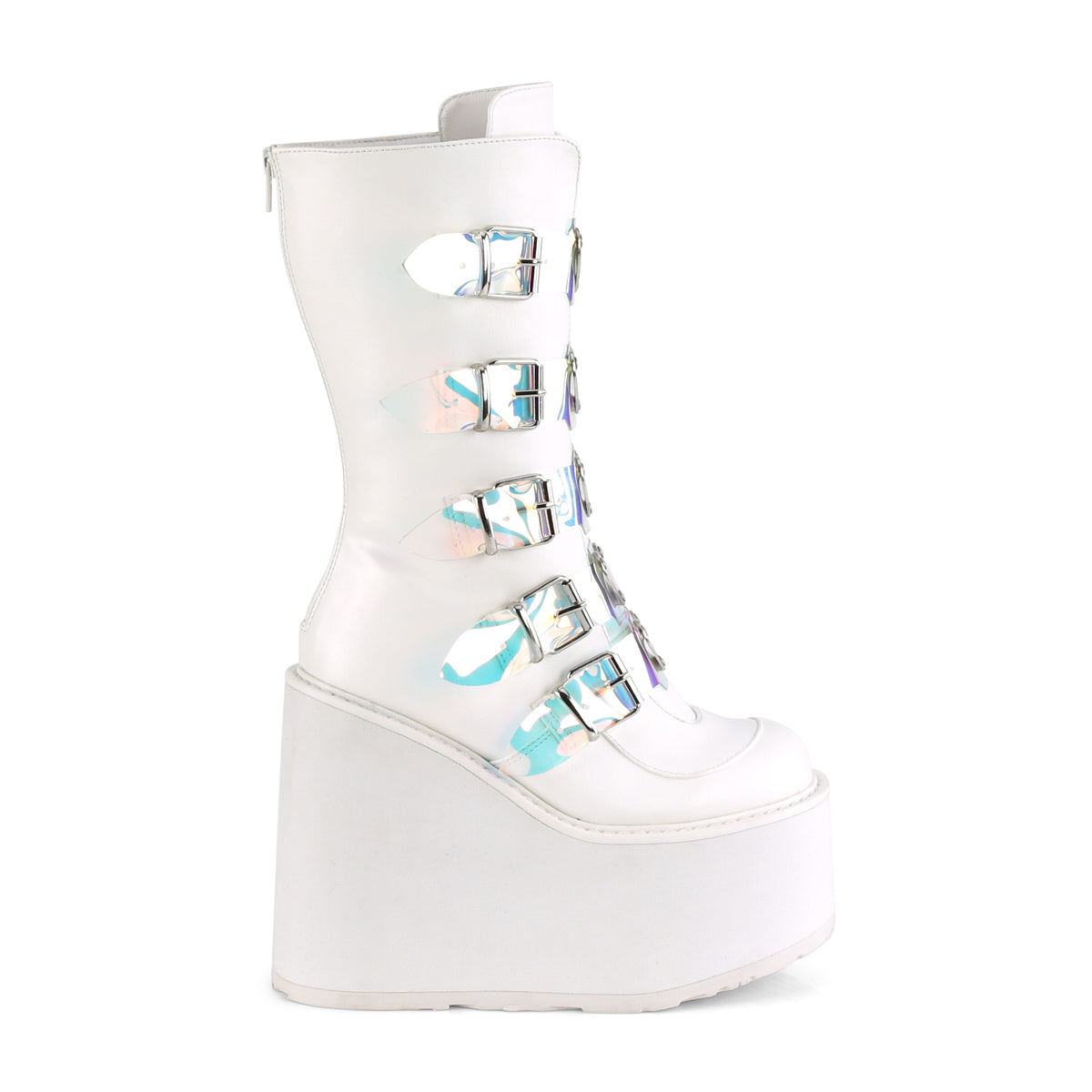 DemoniaCult Women's Mid-Calf & Knee High Boots SWING-230 Wht Vegan Leather