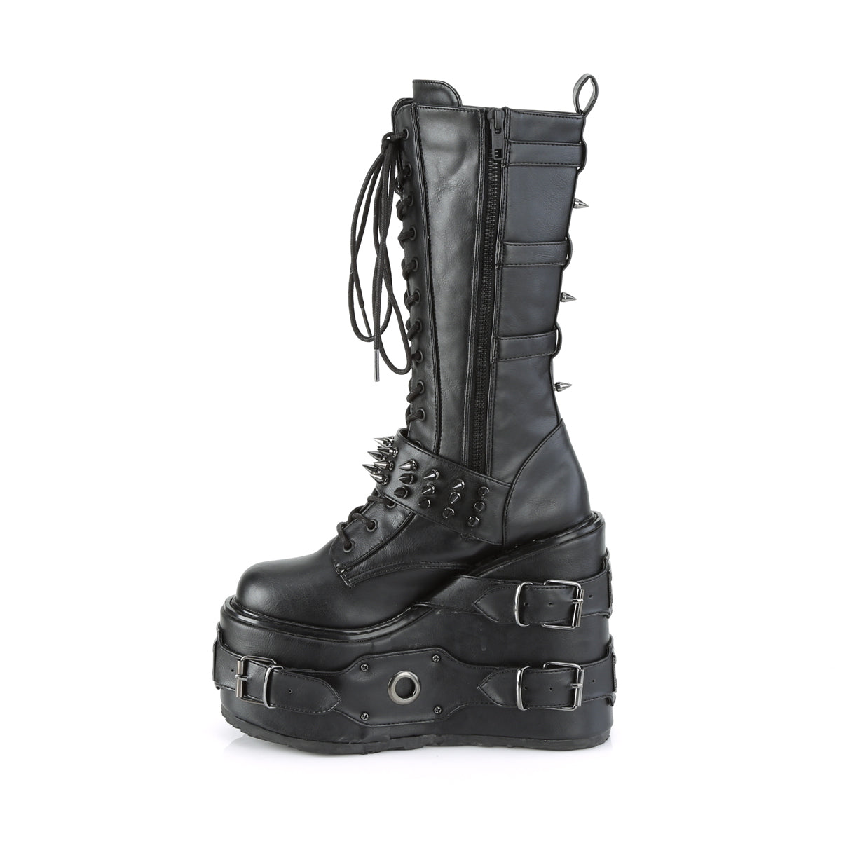 DemoniaCult Bottes de femmes SWING-327 Cuir végétalien BLK