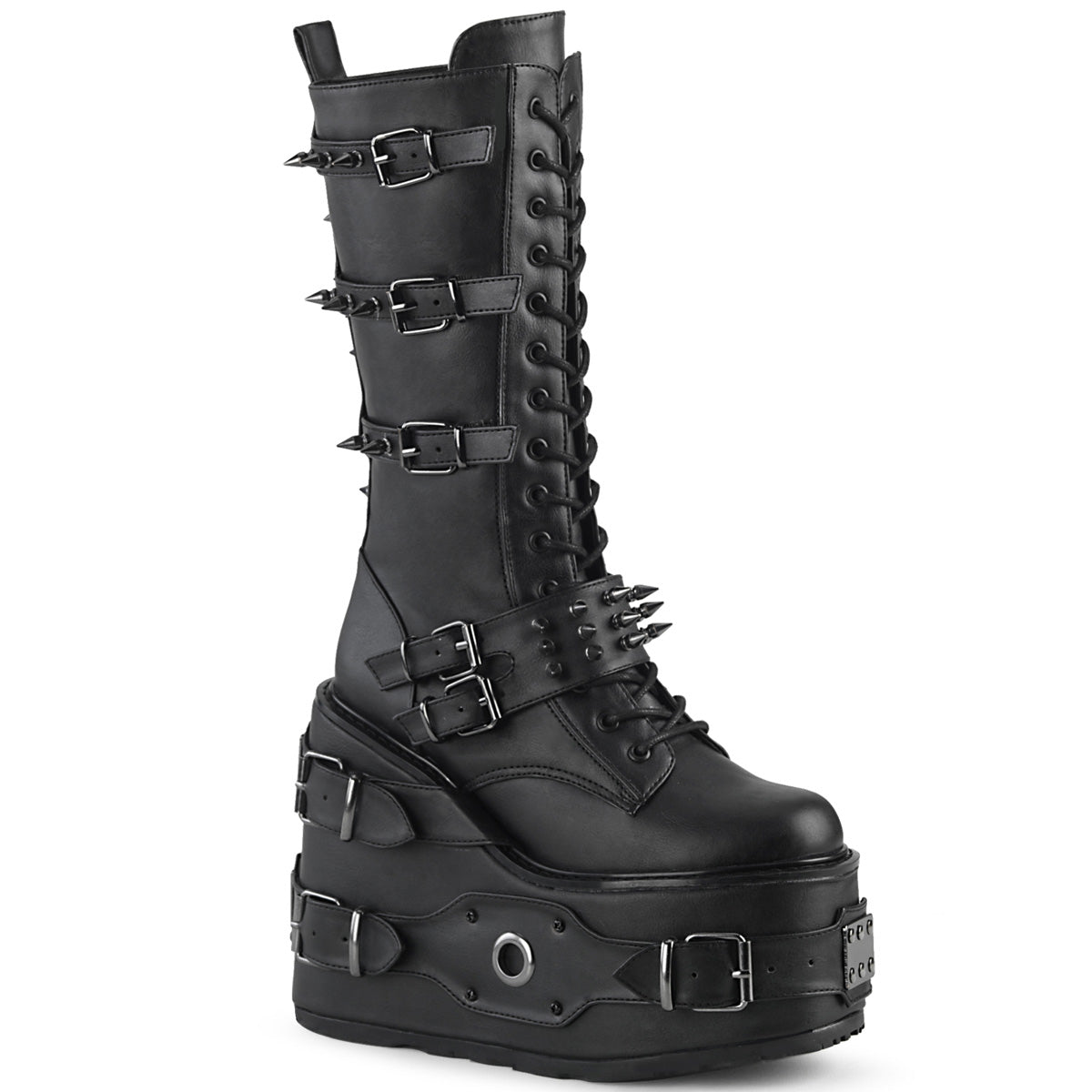 DemoniaCult Bottes de femmes SWING-327 Cuir végétalien BLK