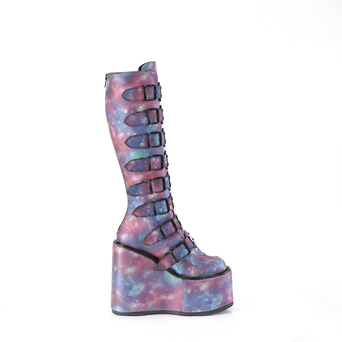 DemoniaCult Bottes SWING-815 cuir végétalien réfléchissant-le-bleu violet