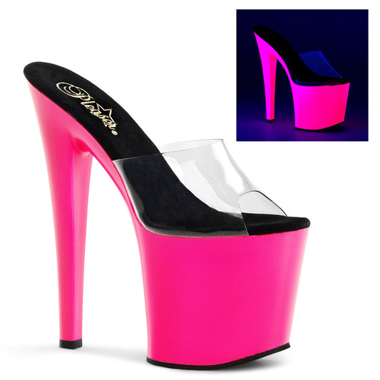 Pleaser Sandales pour femmes TABOO-701UV CLR / NEON ROSE