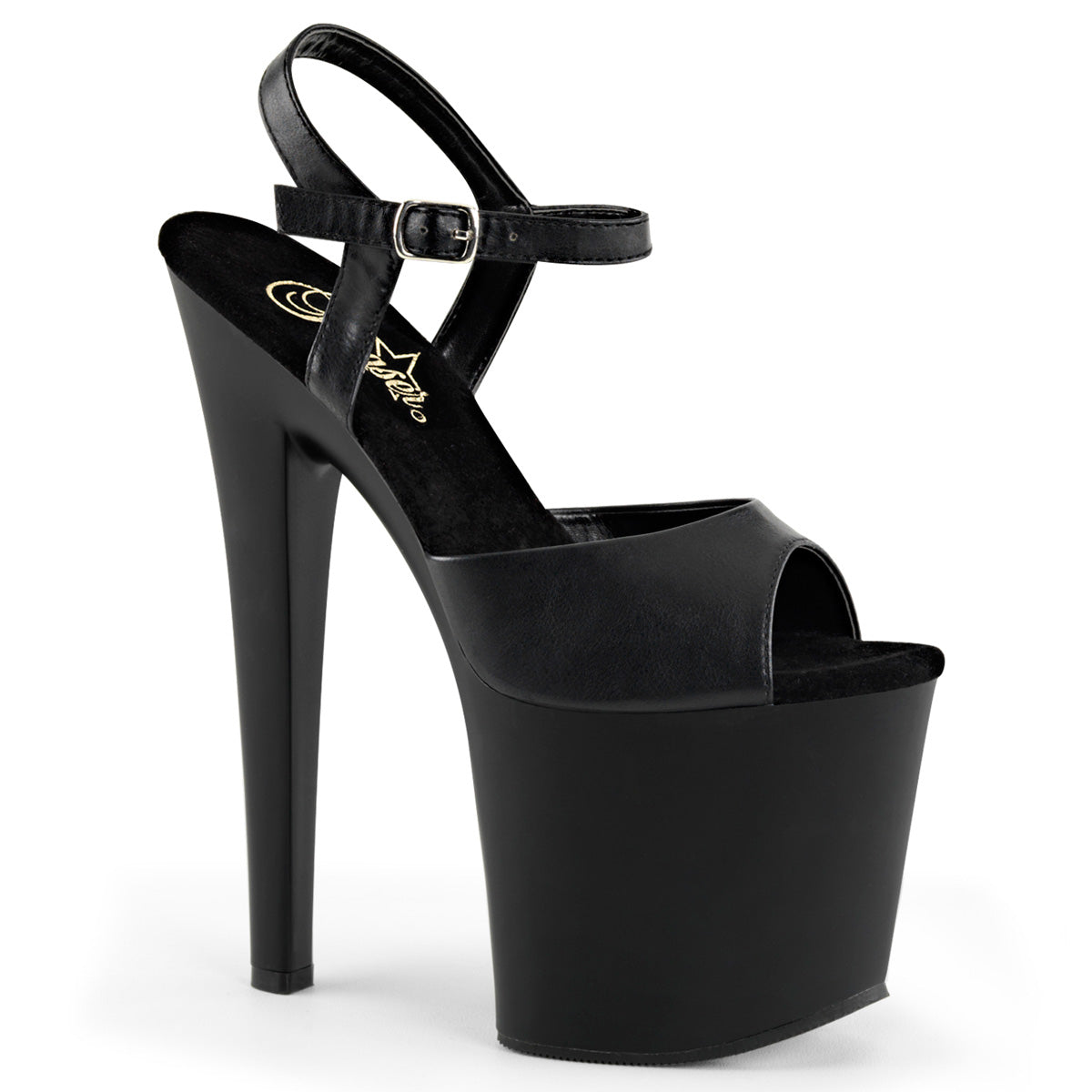 Pleaser Sandales pour femmes TABOO-709 Blk Faux Cuir / Blk Matte