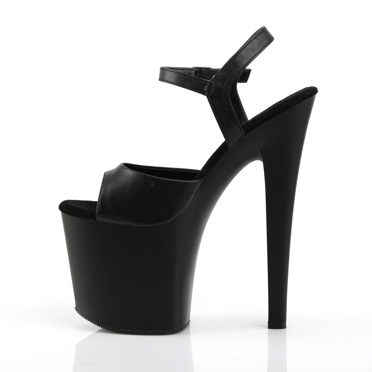 Pleaser Sandales pour femmes TABOO-709 Blk Faux Cuir / Blk Matte