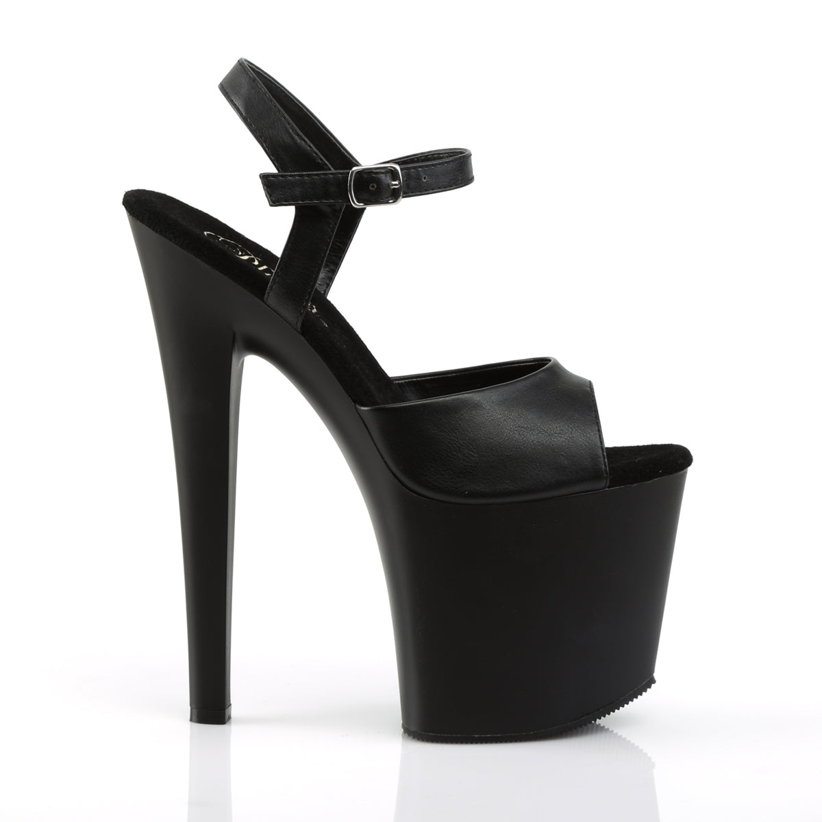 Pleaser Sandales pour femmes TABOO-709 Blk Faux Cuir / Blk Matte
