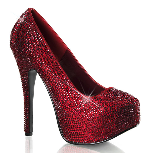 Bordello Pompes pour femmes TEEZE-06r rubis rouge satin rs rs