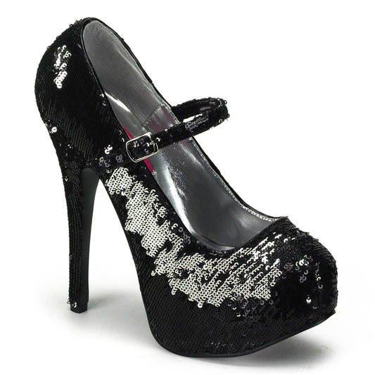 Bordello Pompes pour femmes TEEZE-07SQ Blk-Slv Sequins