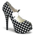 Bordello Pompes pour femmes TEEZE-25 Blk Satin PU-WHT (Polka Dots)