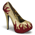Bordello Pompes pour femmes TEEZE-27 or mini gltr-rouge RSTN
