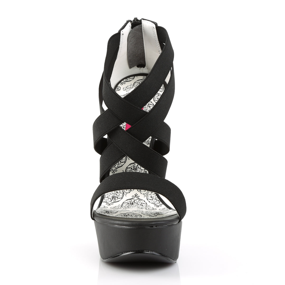 Pleaser Pink Label Pompes pour femmes TEEZE-47W blk bande élastiquée / blk