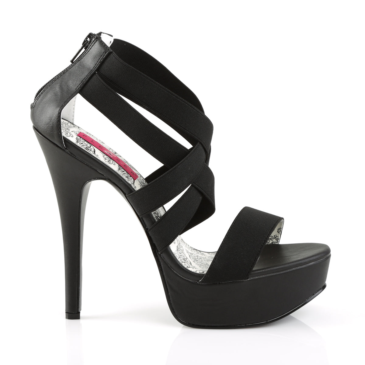 Pleaser Pink Label Pompes pour femmes TEEZE-47W blk bande élastiquée / blk