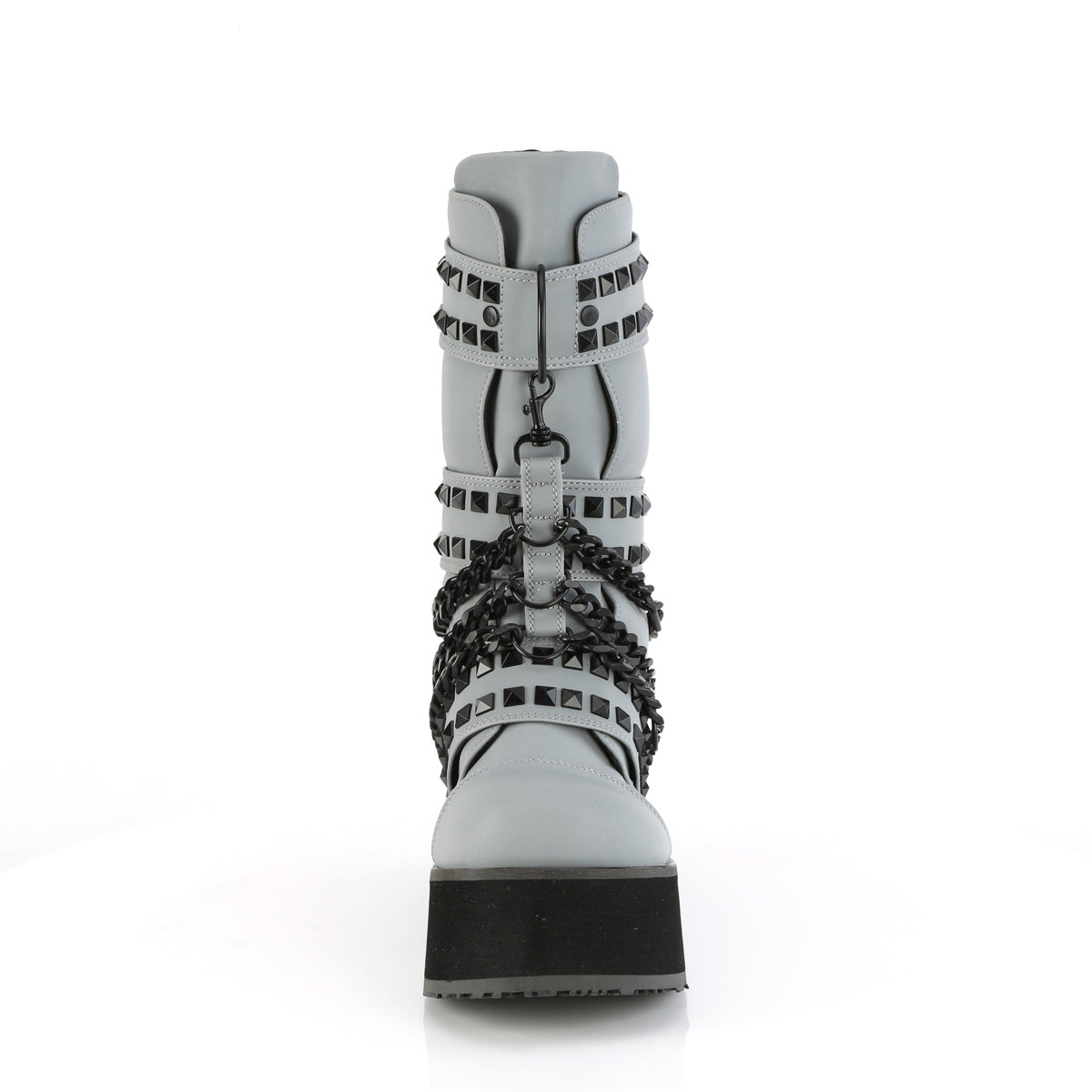 DemoniaCult Bottes pour hommes TRASHVILLE-138 cuir végétalien multi-réfléchissant gris