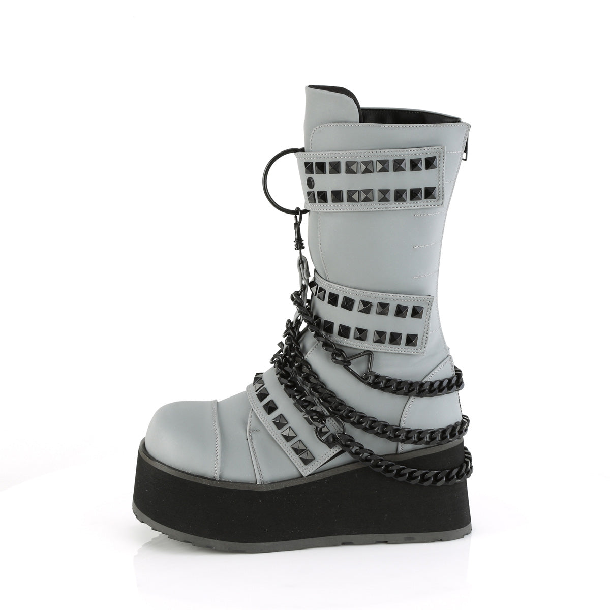 DemoniaCult Bottes pour hommes TRASHVILLE-138 cuir végétalien multi-réfléchissant gris
