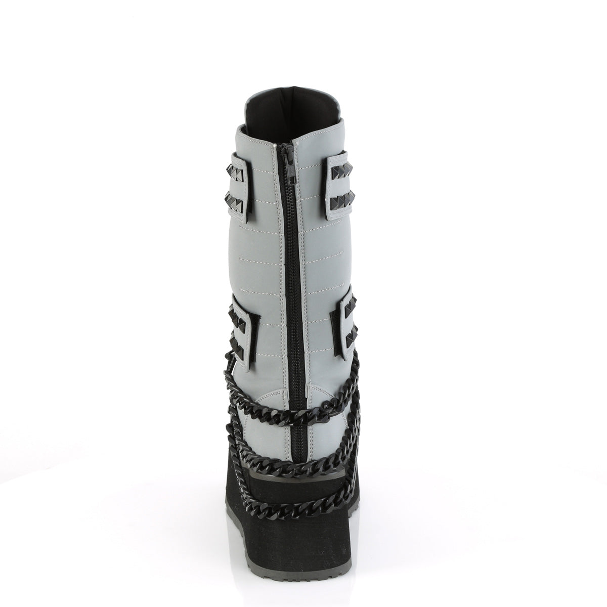 DemoniaCult Bottes pour hommes TRASHVILLE-138 cuir végétalien multi-réfléchissant gris