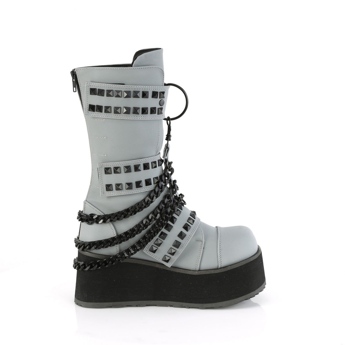 DemoniaCult Bottes pour hommes TRASHVILLE-138 cuir végétalien multi-réfléchissant gris