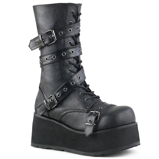 DemoniaCult Bottes pour hommes TRASHVILLE-205 Cuir végétalien BLK