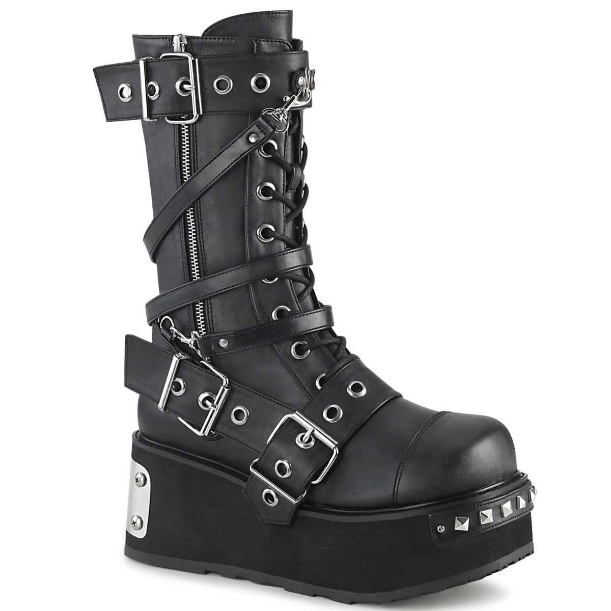 DemoniaCult Bottes pour hommes TRASHVILLE-250 Cuir végétalien BLK
