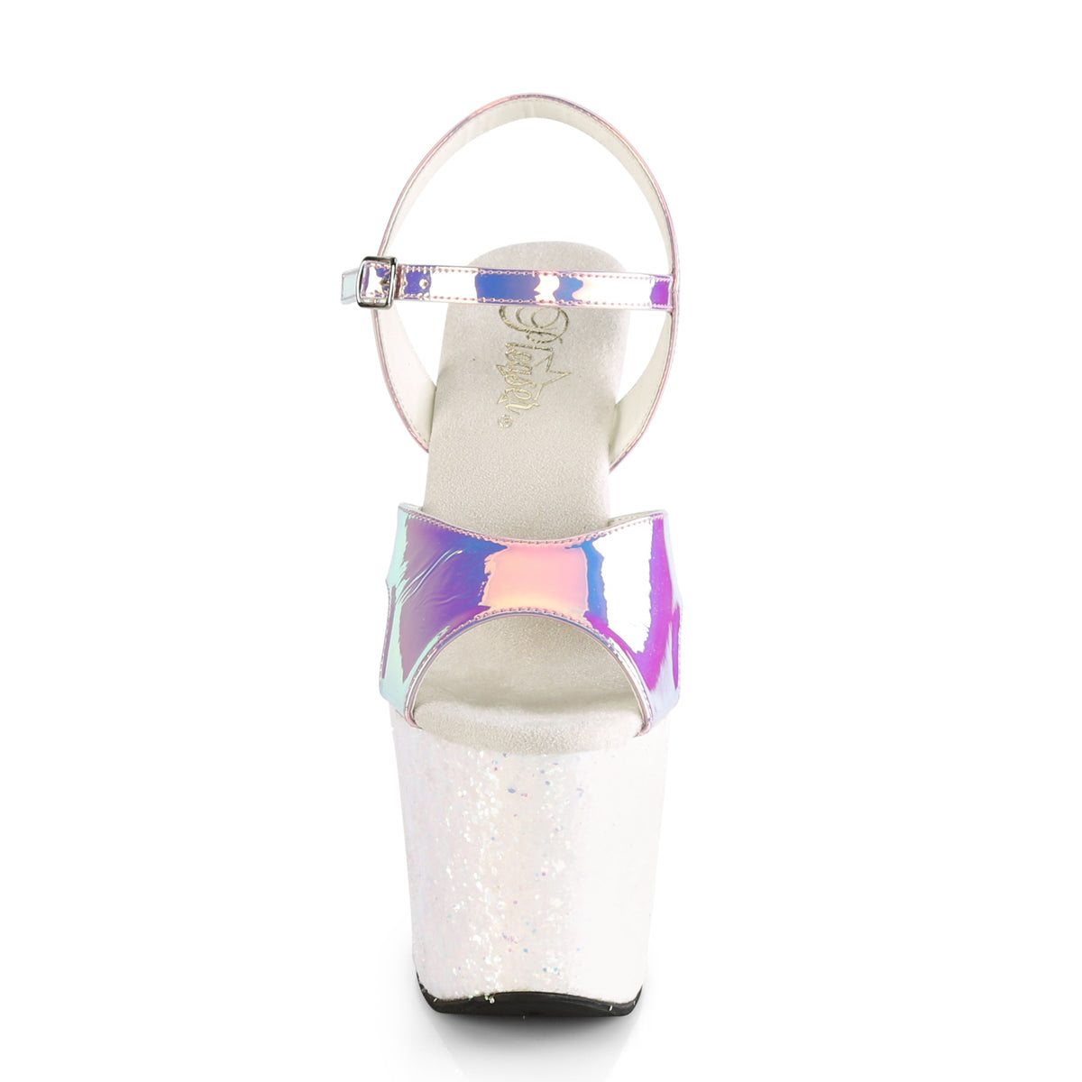Pleaser Sandales pour femmes UNICORN-711LG Purple Shifting TPU / Opal Multi Glitter