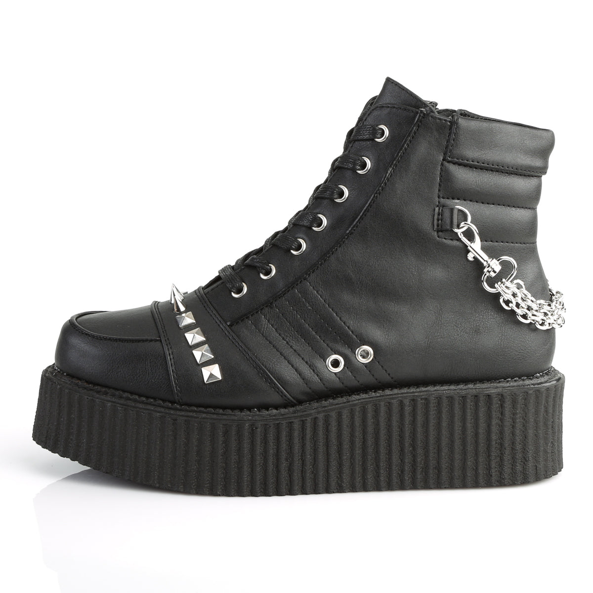 DemoniaCult Chaussure basse pour hommes V-CREEPER-565 Cuir végétalien BLK