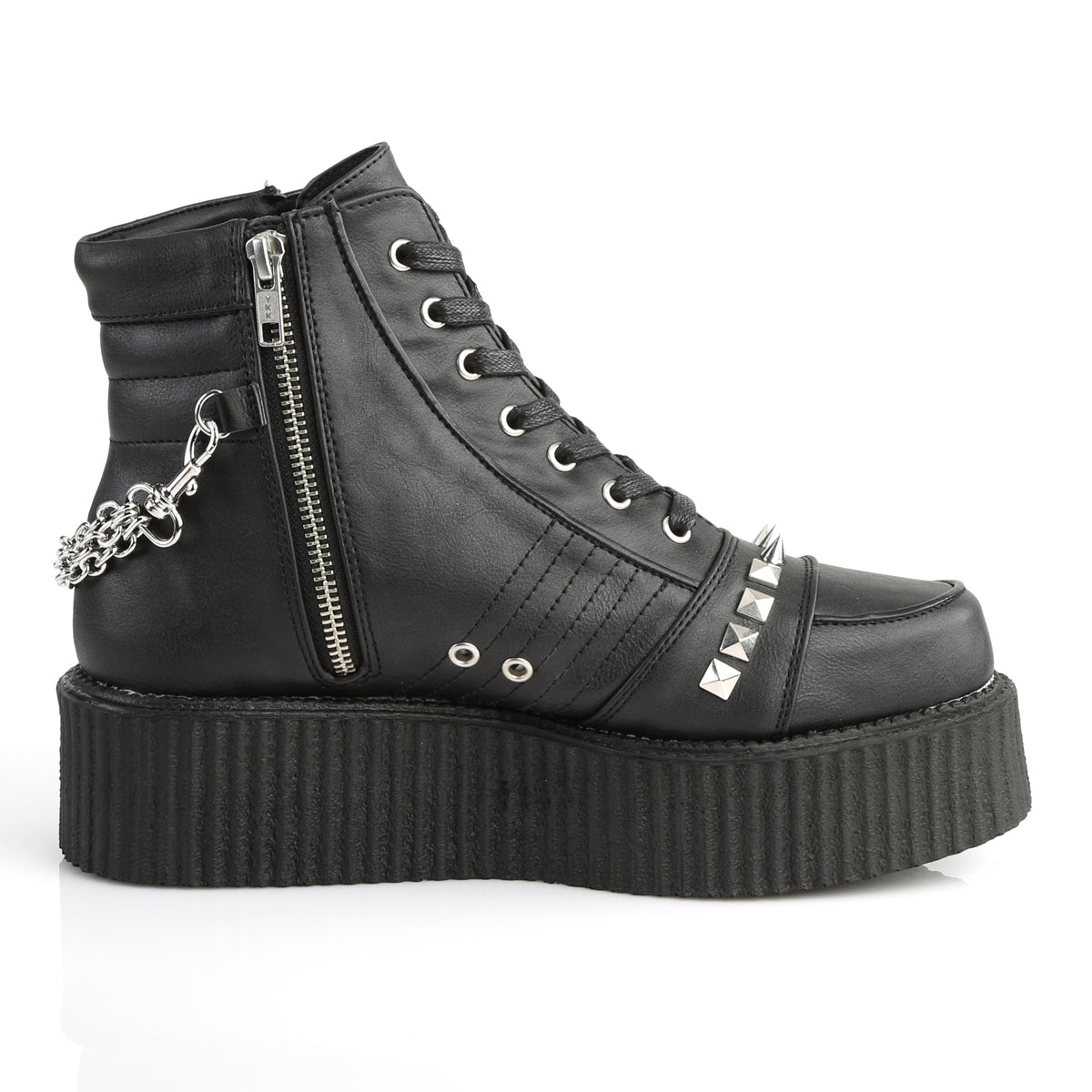DemoniaCult Chaussure basse pour hommes V-CREEPER-565 Cuir végétalien BLK