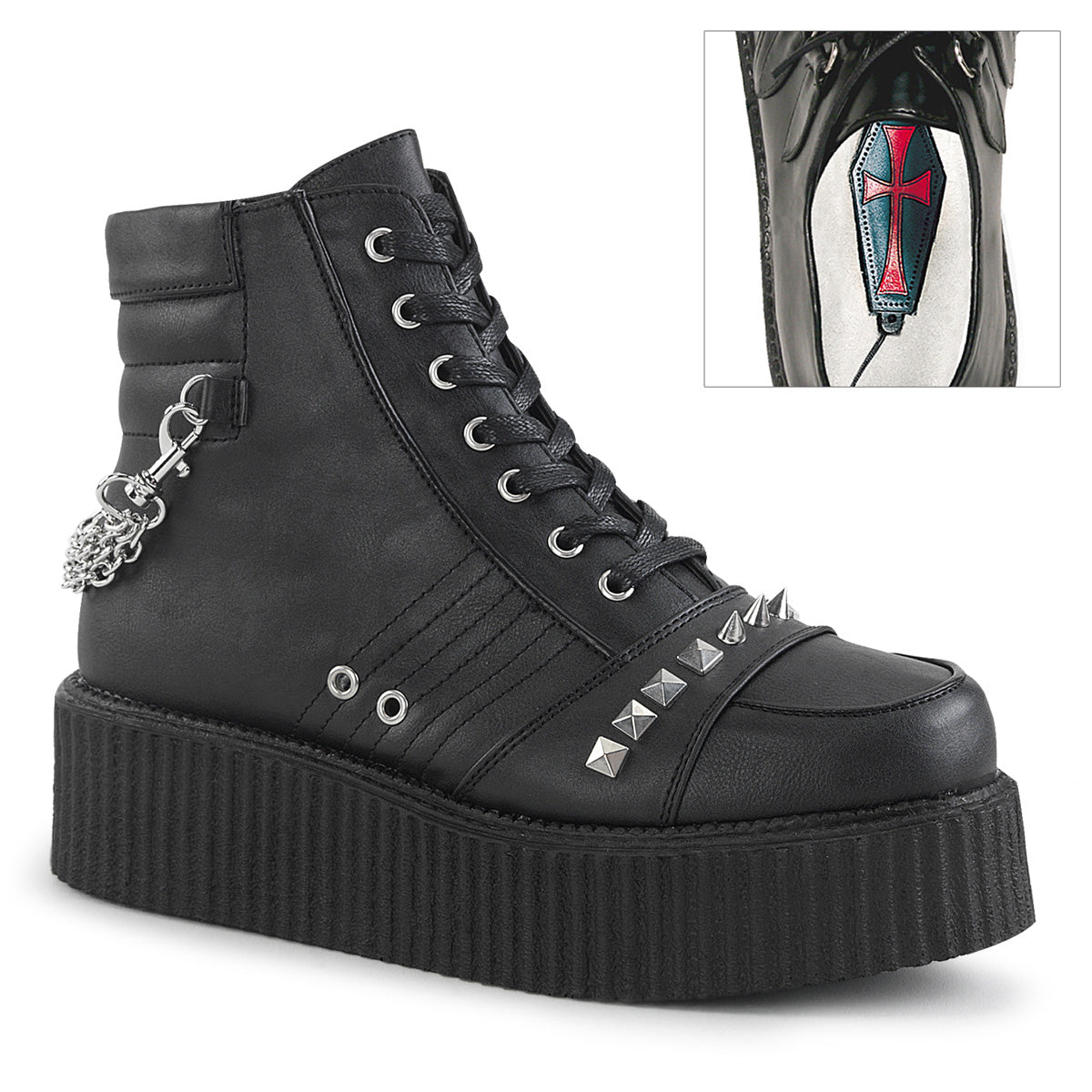 DemoniaCult Chaussure basse pour hommes V-CREEPER-565 Cuir végétalien BLK