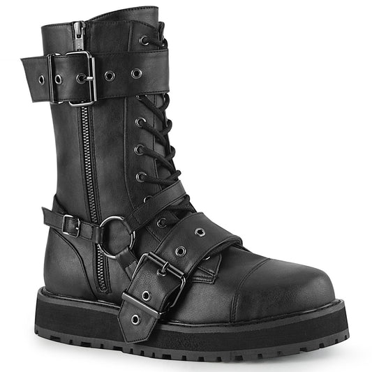 DemoniaCult Bottes pour hommes VALOR-220 Cuir végétalien BLK