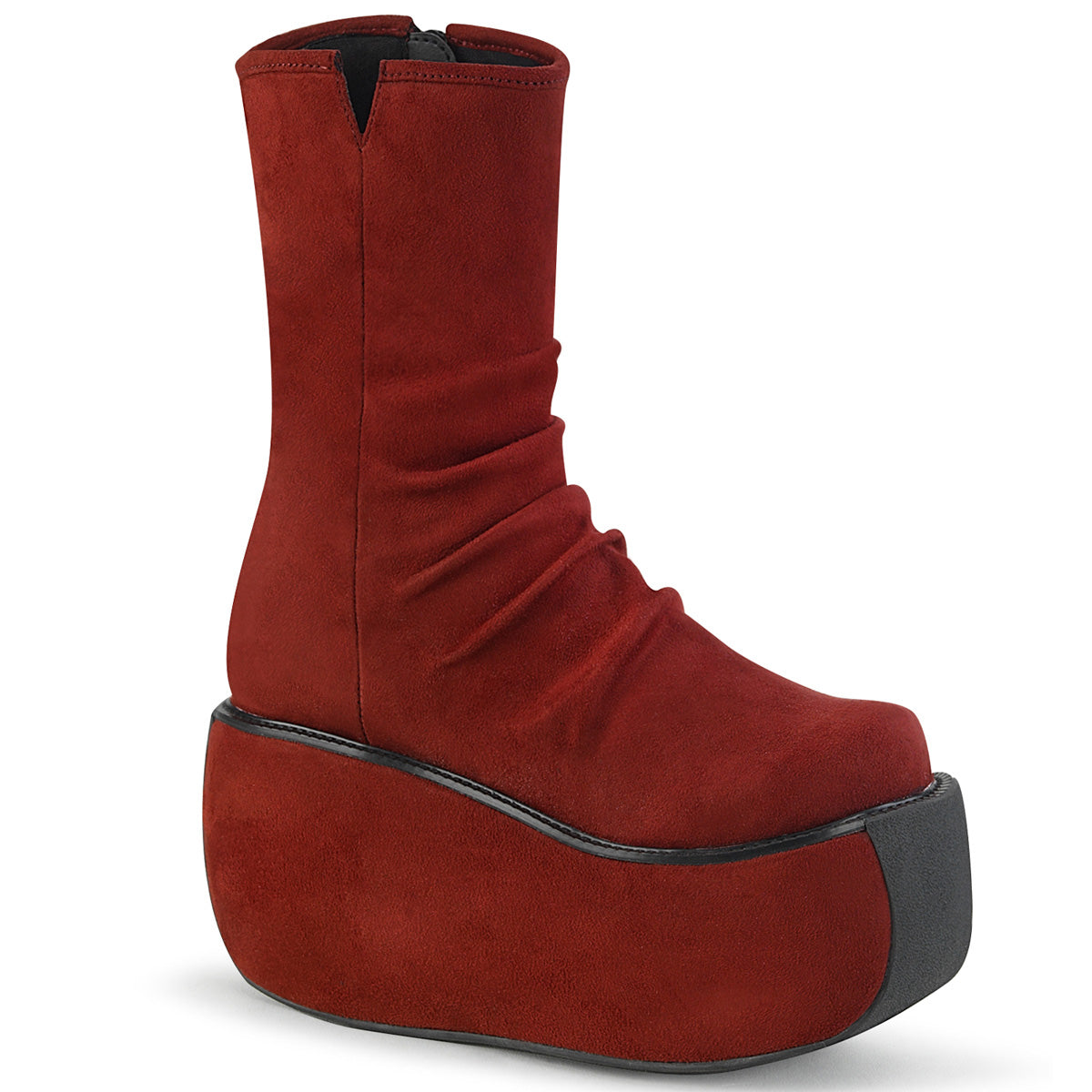 DemoniaCult Bottes de cheville des femmes VIOLET-100 faux daim bordeaux