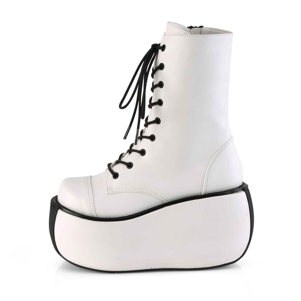 DemoniaCult Bottes de cheville des femmes VIOLET-120 Wht Vegan Leather