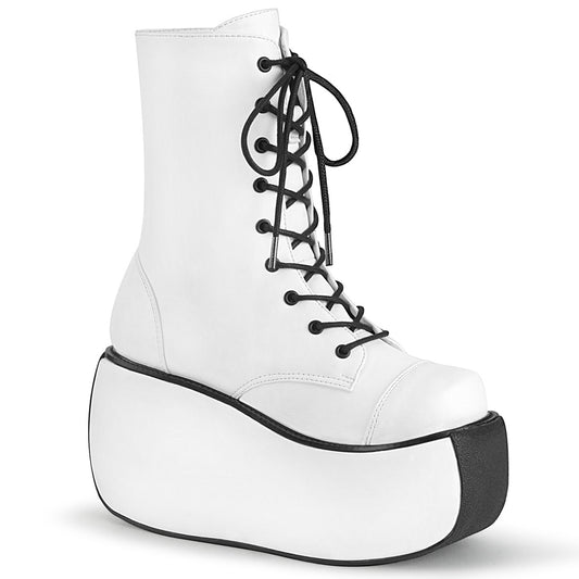 DemoniaCult Bottes de cheville des femmes VIOLET-120 Wht Vegan Leather