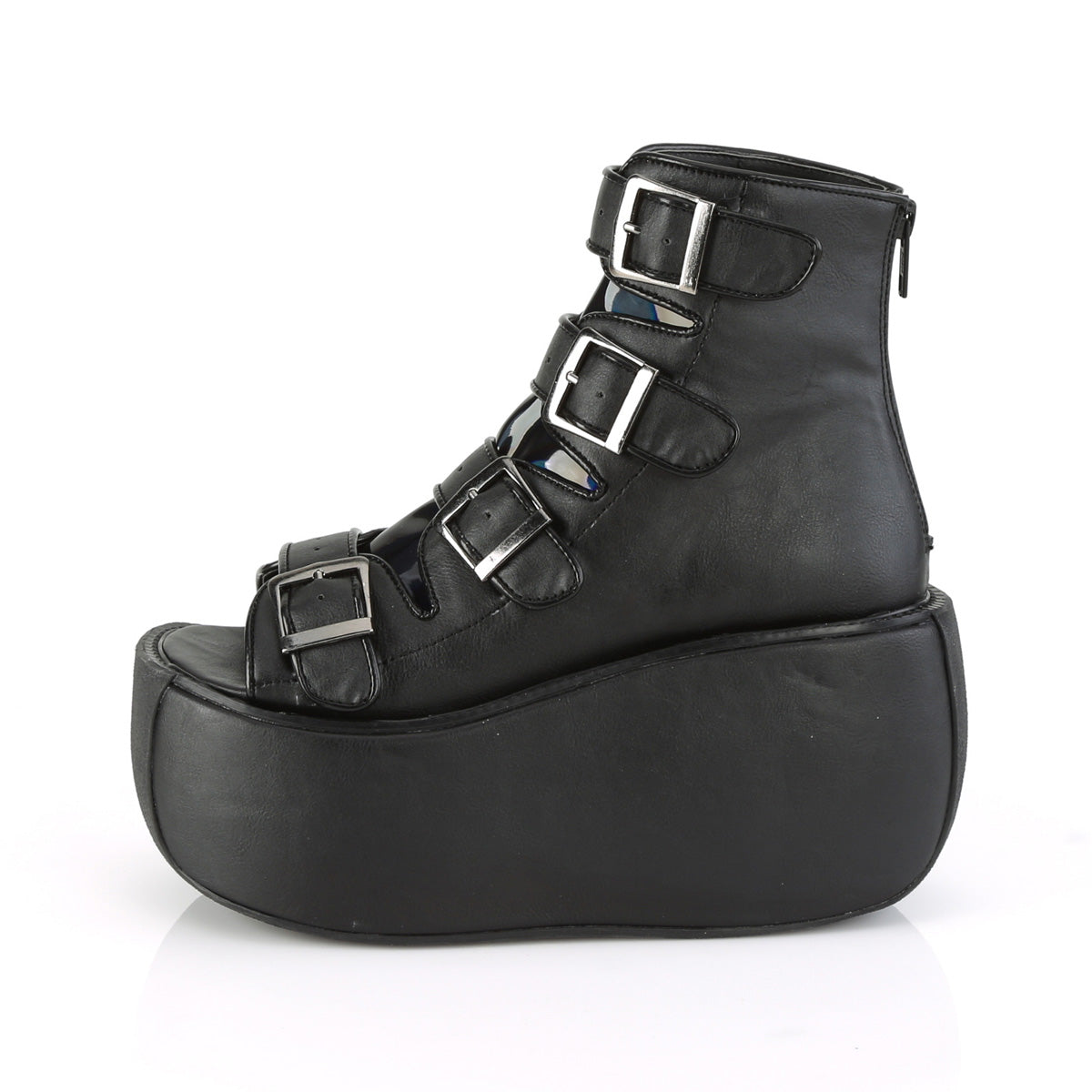 DemoniaCult Bottes de cheville des femmes VIOLET-150 BLK Vegan Leather-hologramme