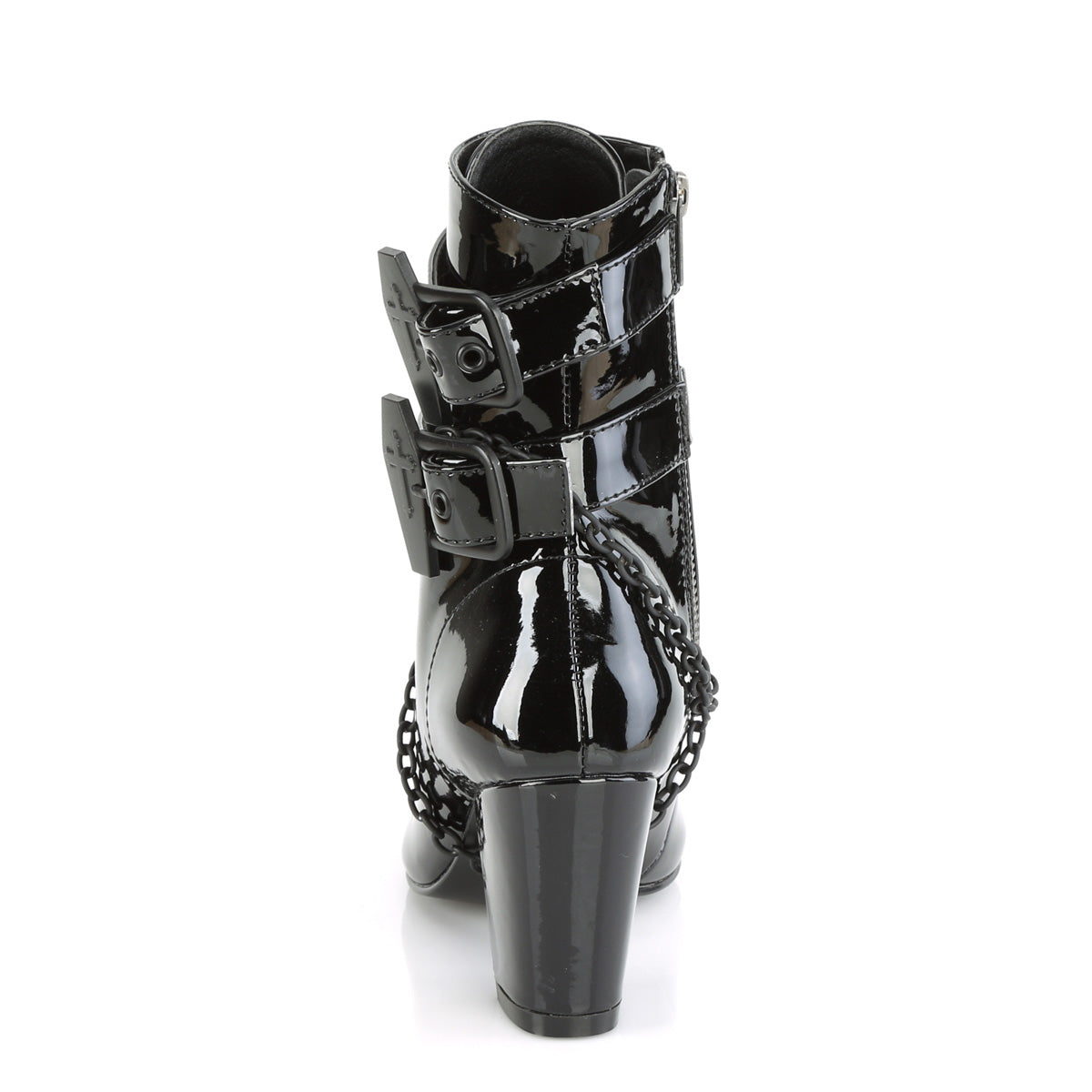 DemoniaCult Bottes de cheville des femmes VIVIKA-128 Blk Pat