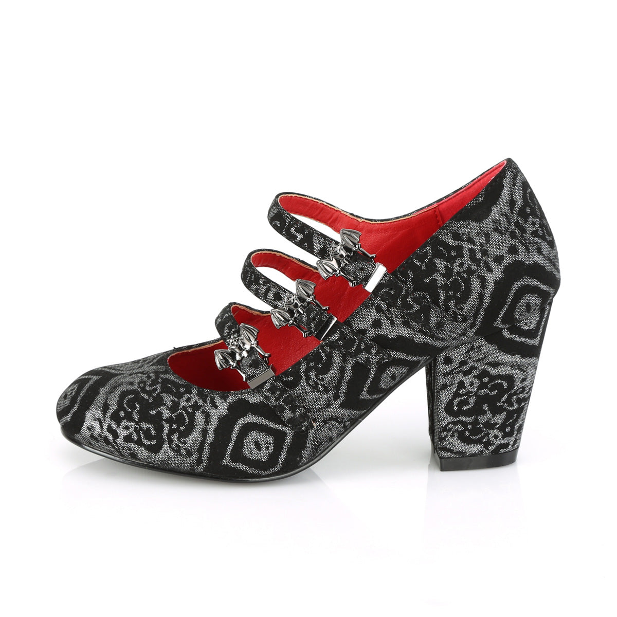 DemoniaCult Pompes pour femmes VIVIKA-38 Blk-Silver Faux Nubuck Leather