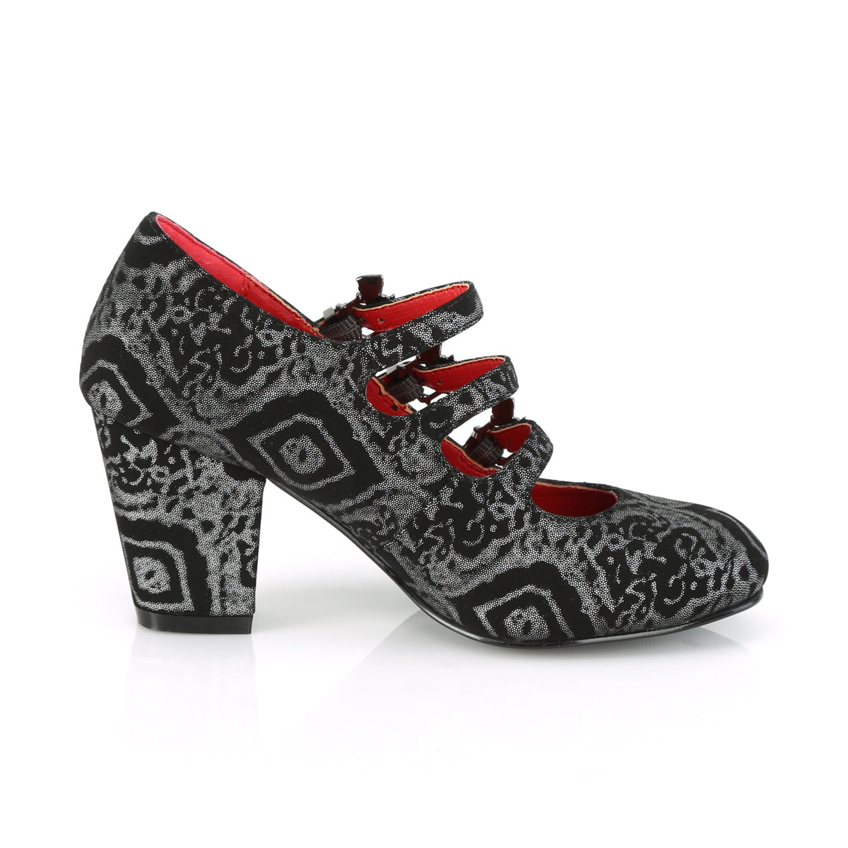 DemoniaCult Pompes pour femmes VIVIKA-38 Blk-Silver Faux Nubuck Leather