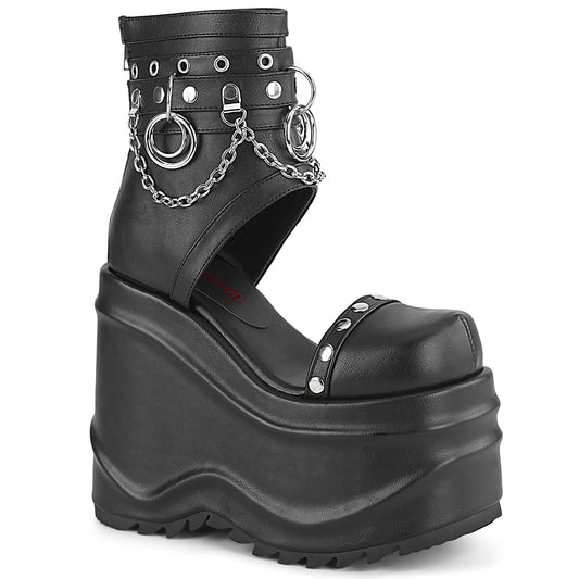 DemoniaCult Sandales féminines WAVE-22 Cuir végétalien BLK