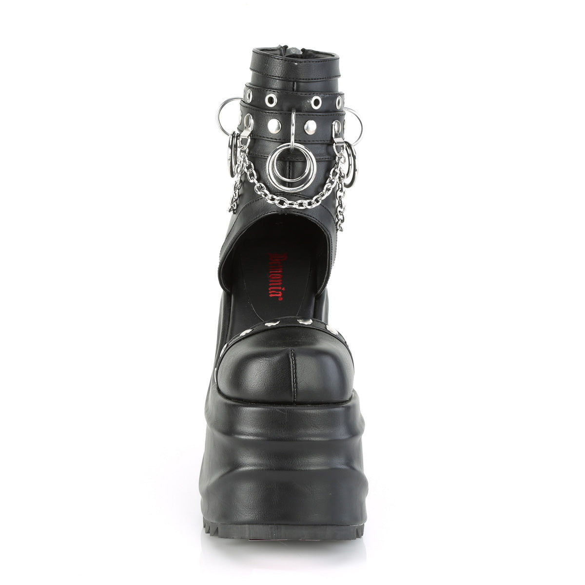 DemoniaCult Sandales féminines WAVE-22 Cuir végétalien BLK