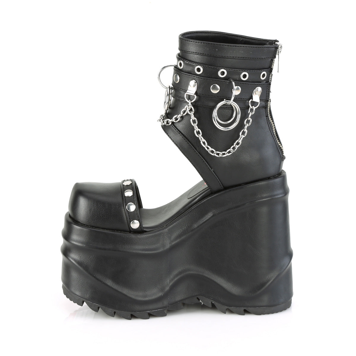 DemoniaCult Sandales féminines WAVE-22 Cuir végétalien BLK