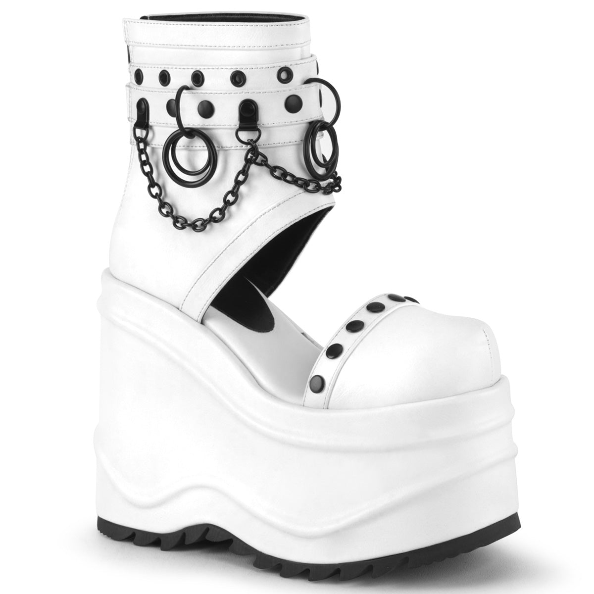 DemoniaCult Des sandales WAVE-22 Wht Vegan Leather