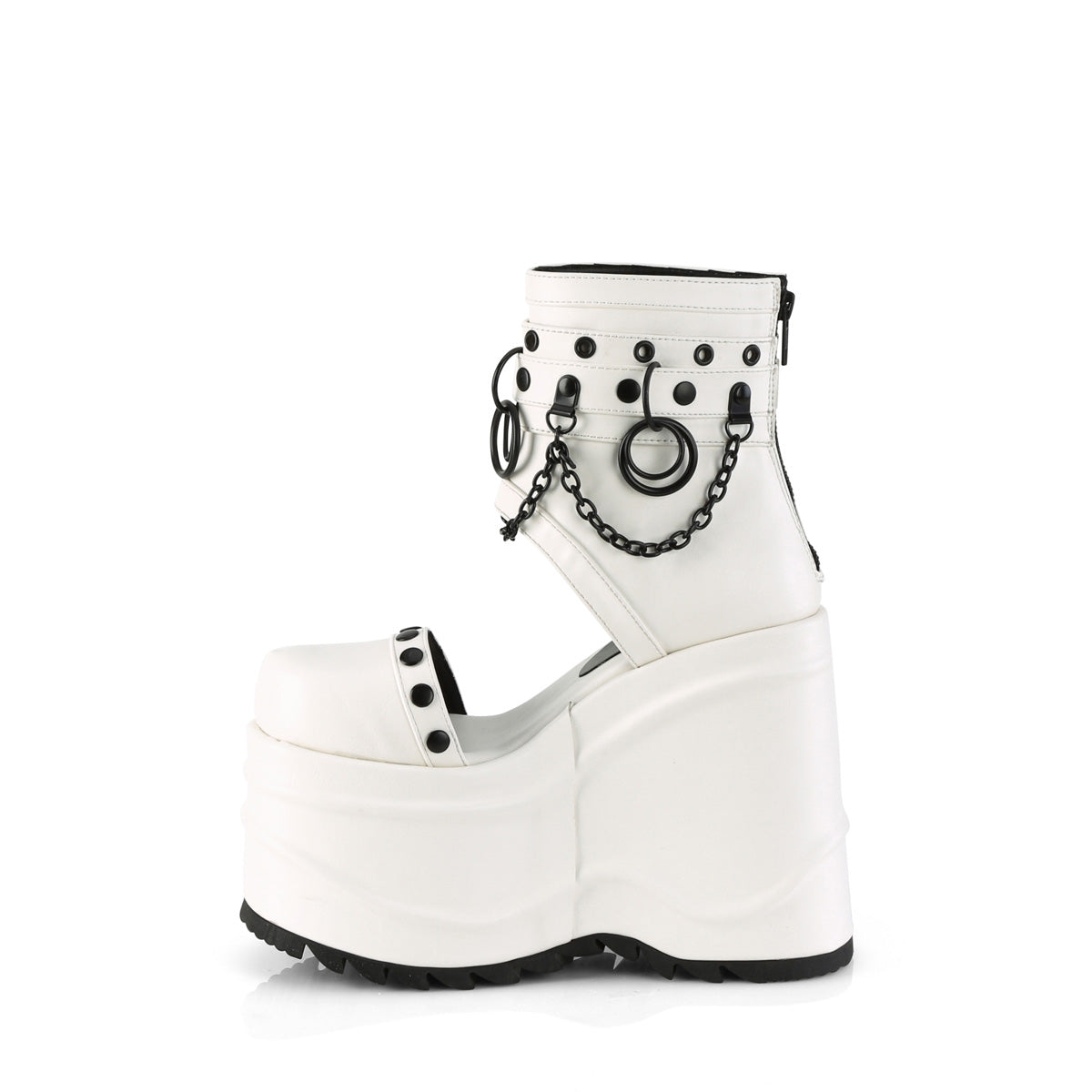 DemoniaCult Des sandales WAVE-22 Wht Vegan Leather