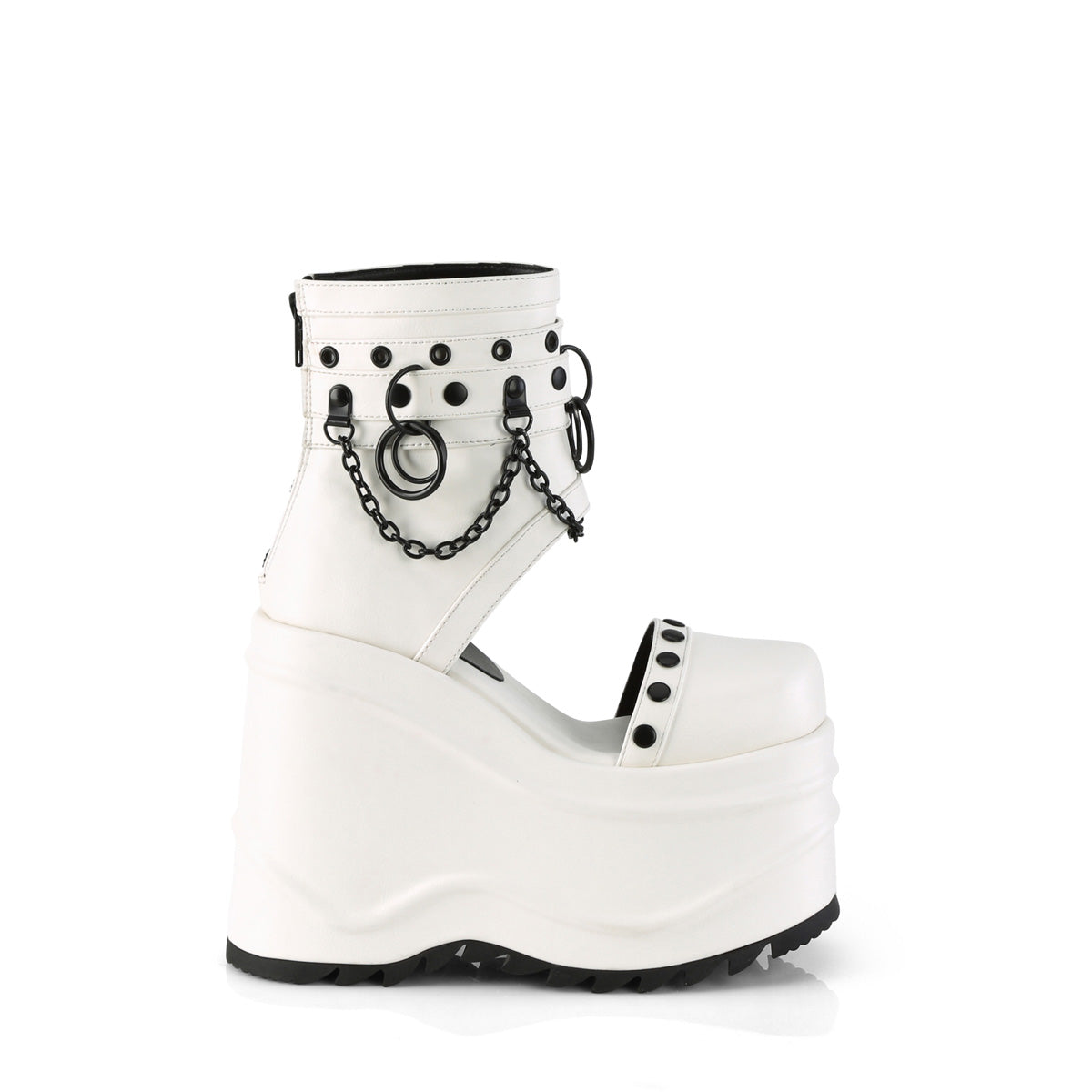 DemoniaCult Des sandales WAVE-22 Wht Vegan Leather