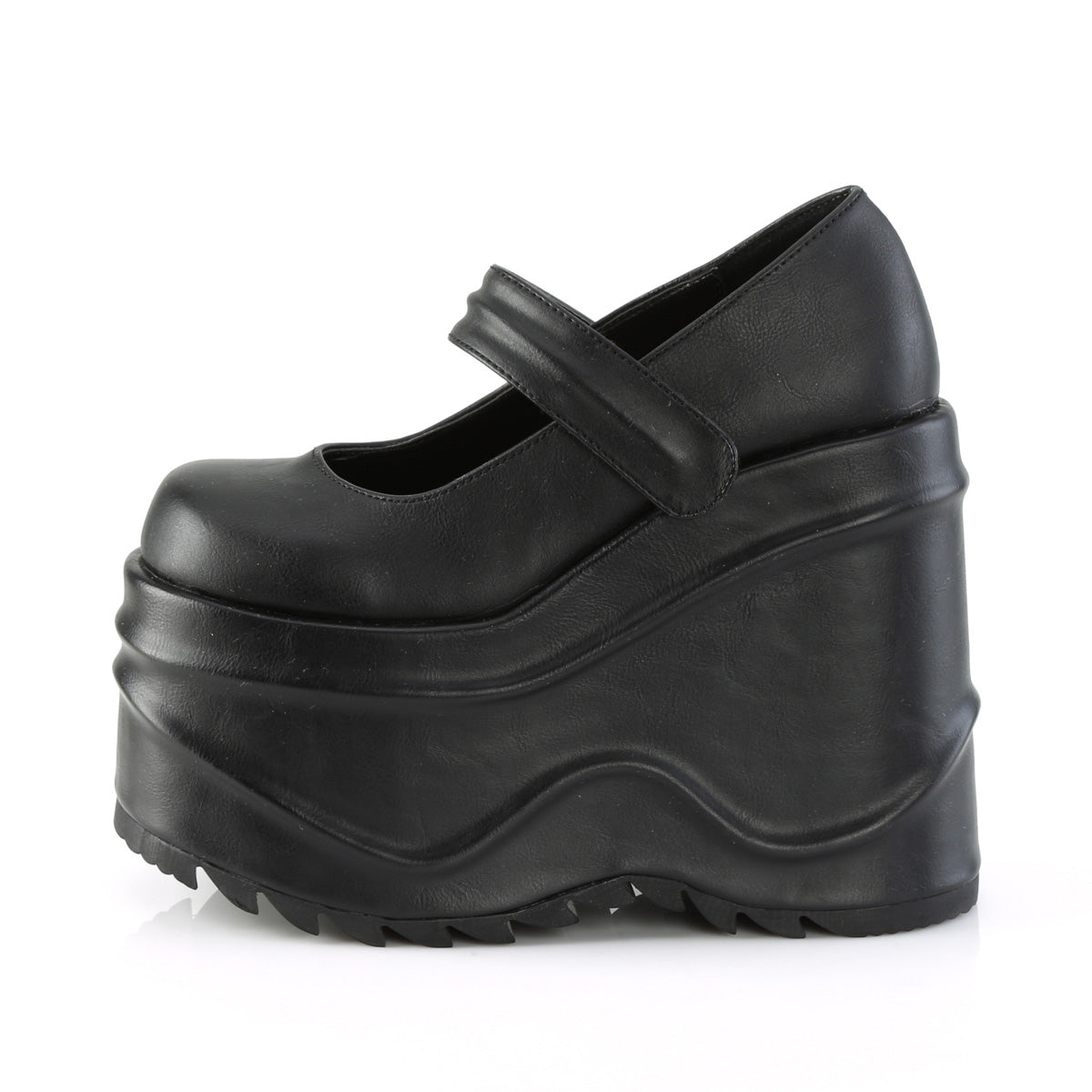 DemoniaCult Pompes pour femmes WAVE-32 Cuir végétalien BLK
