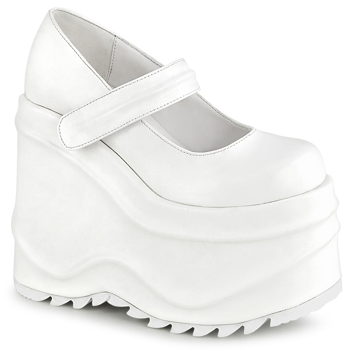 DemoniaCult Pompes pour femmes WAVE-32 Wht Vegan Leather