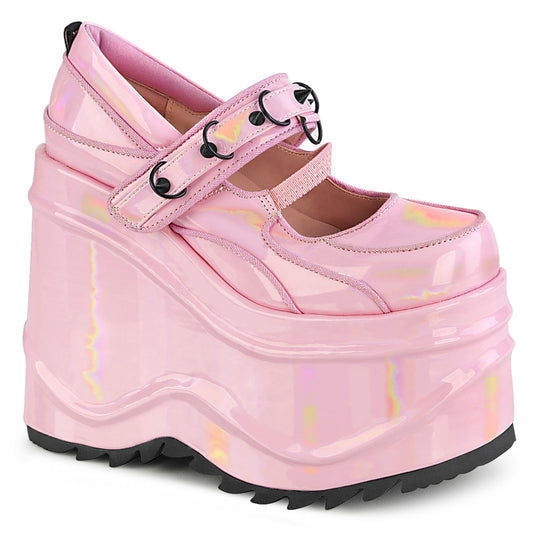 DemoniaCult Pompes pour femmes WAVE-48 B. hologramme rose