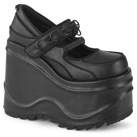 DemoniaCult Pompes pour femmes WAVE-48 Cuir végétalien BLK