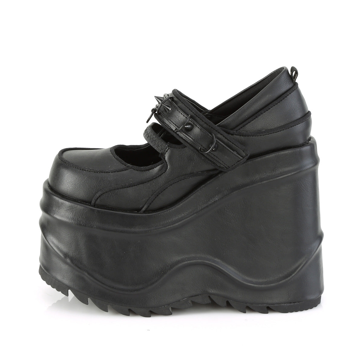 DemoniaCult Pompes pour femmes WAVE-48 Cuir végétalien BLK